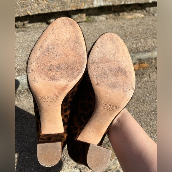 J. Crew Collection Size 9 Leopard Print Animal Hair Chunky Heel Pumps Calf Hair - Picture 10 of 10